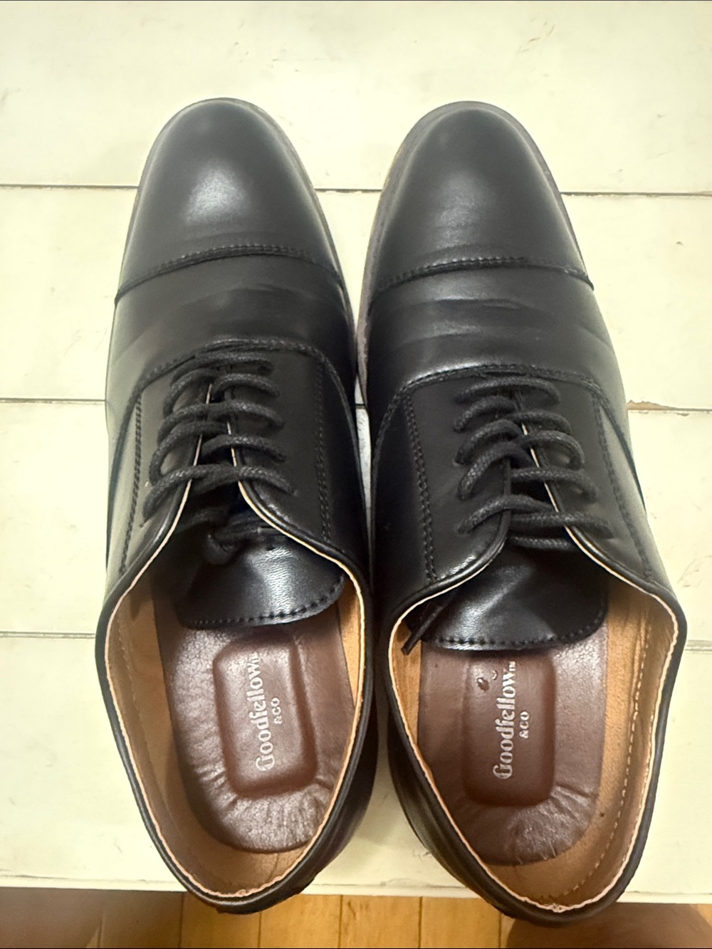 Goodfellow & Co Black Leather Cap-Toe Oxfords size 9